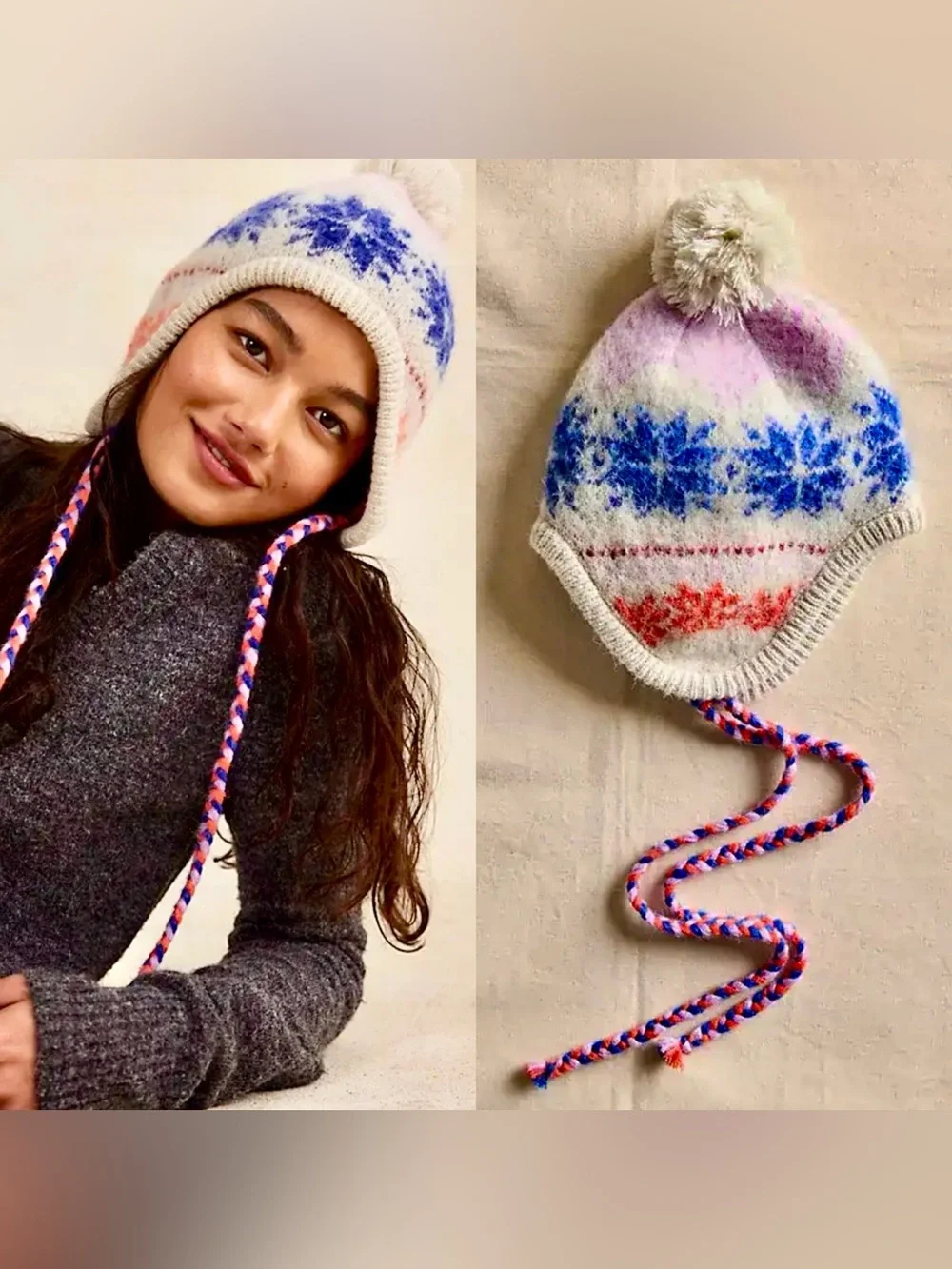 ❄️ Free People Winter Whimsy Multicolor Snow Hat - New ❄️